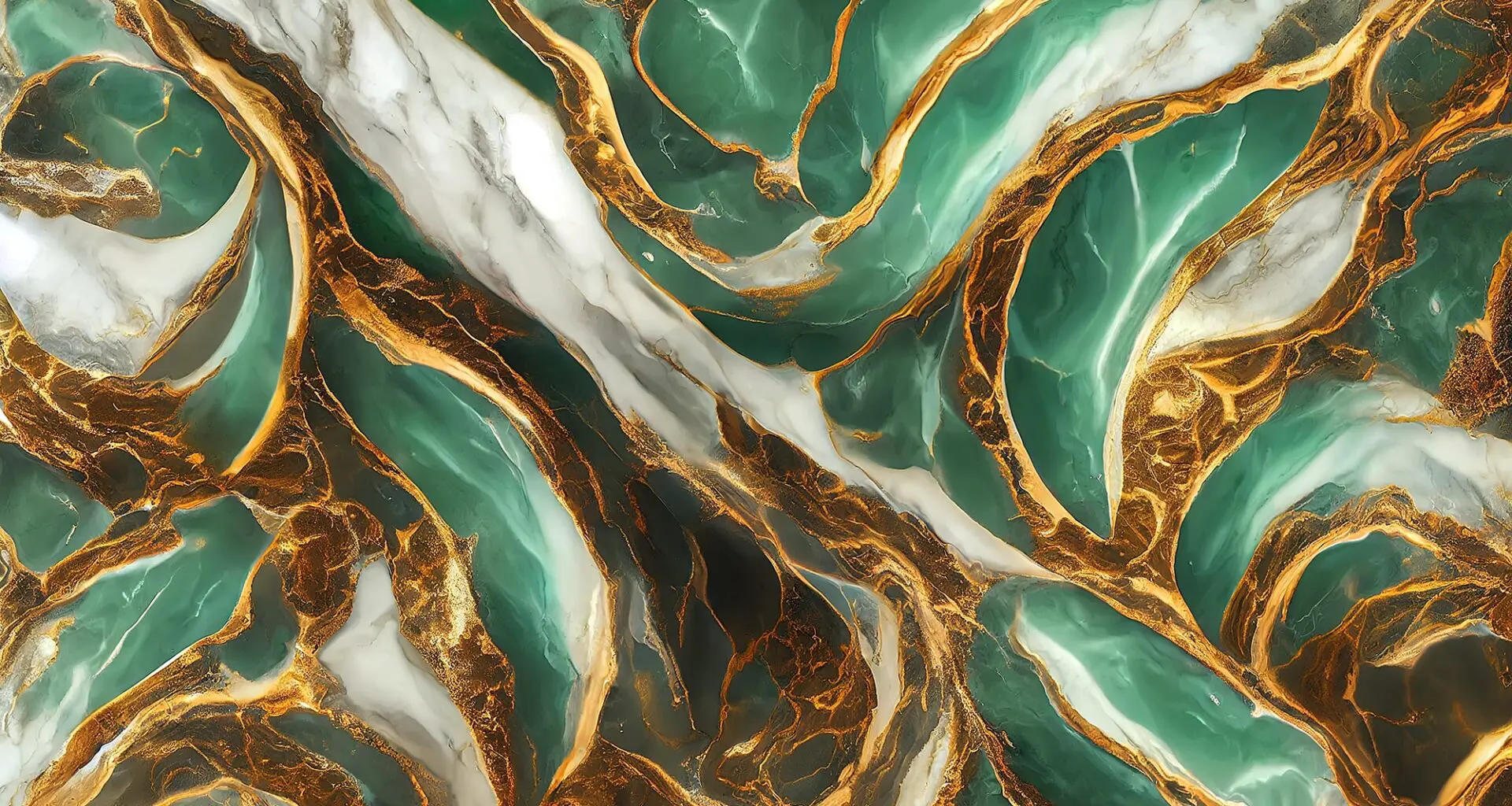 Background of the marble pattern in Teal and Gold style, Digital Generate Image
