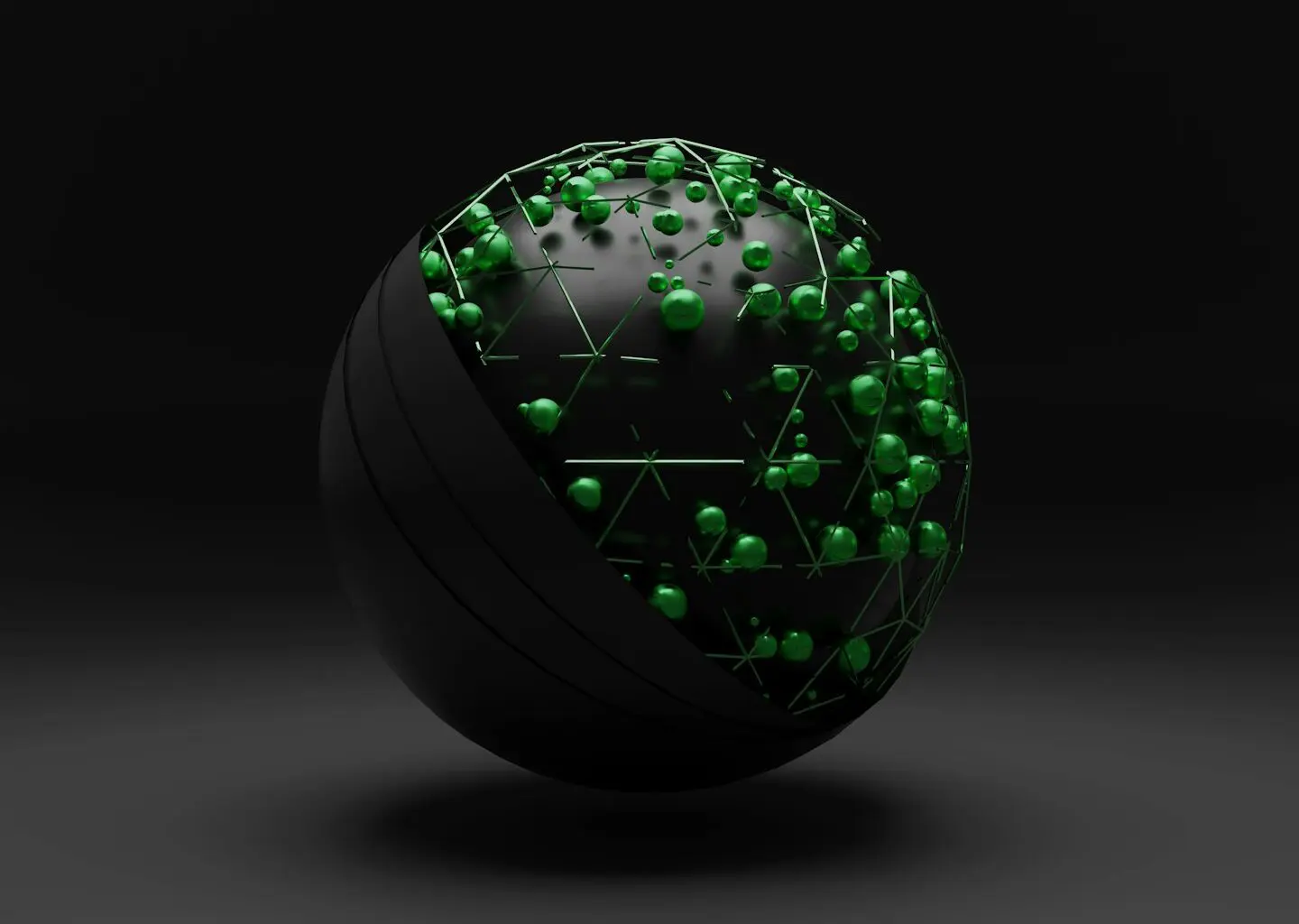 GPT A black spherical object representing the Tor network with interconnected green nodes, on a dark background.