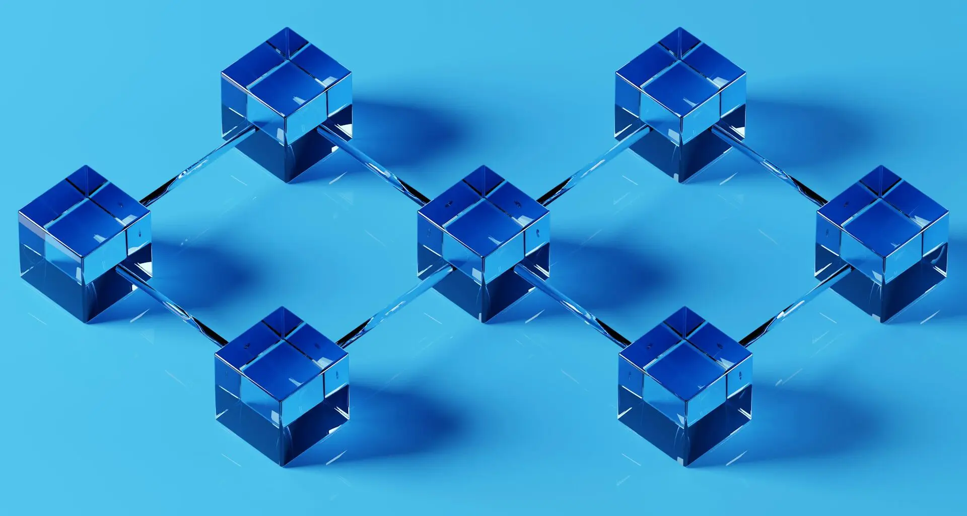 Interconnected blocks representing blockchain consensus