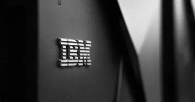 The logo of IBM - a leading company in quantum computing technology.