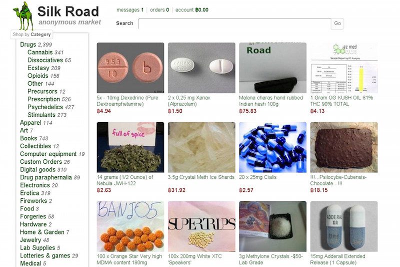 A screenshot of the Silk Road darknet marketplace.